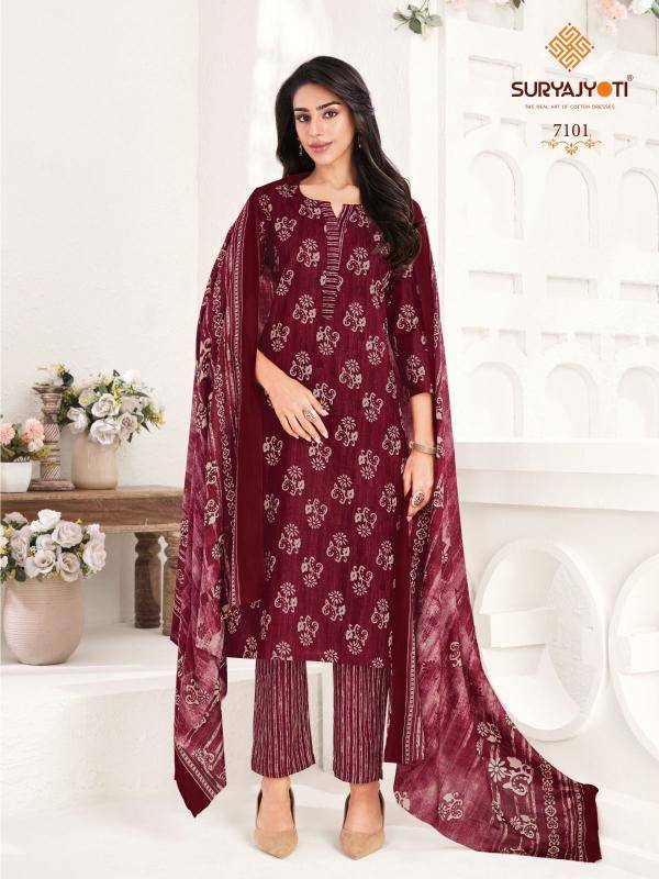 Suryajyoti trendy cotton vol-71 Surat dress material wholesale market